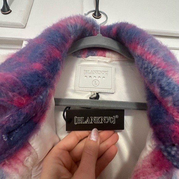 NWT Blank NYC Prime Time Pink and Purple Plaid Coat - Picture 7 of 8